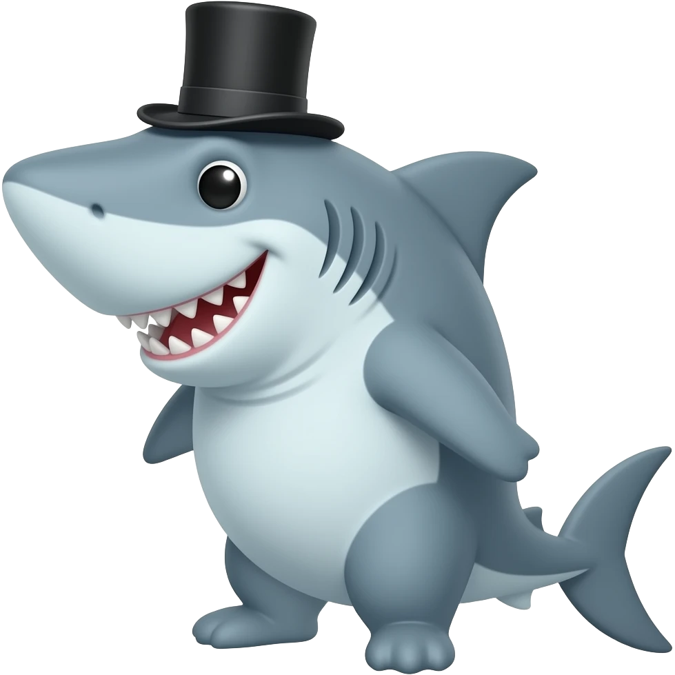 Shark with a top hat emoji