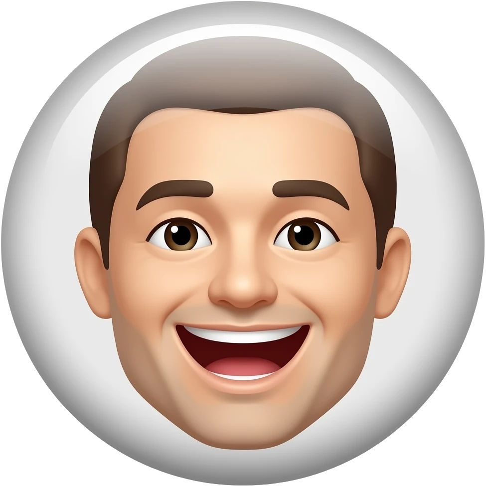 button shaped emoji with laugh expression emoji