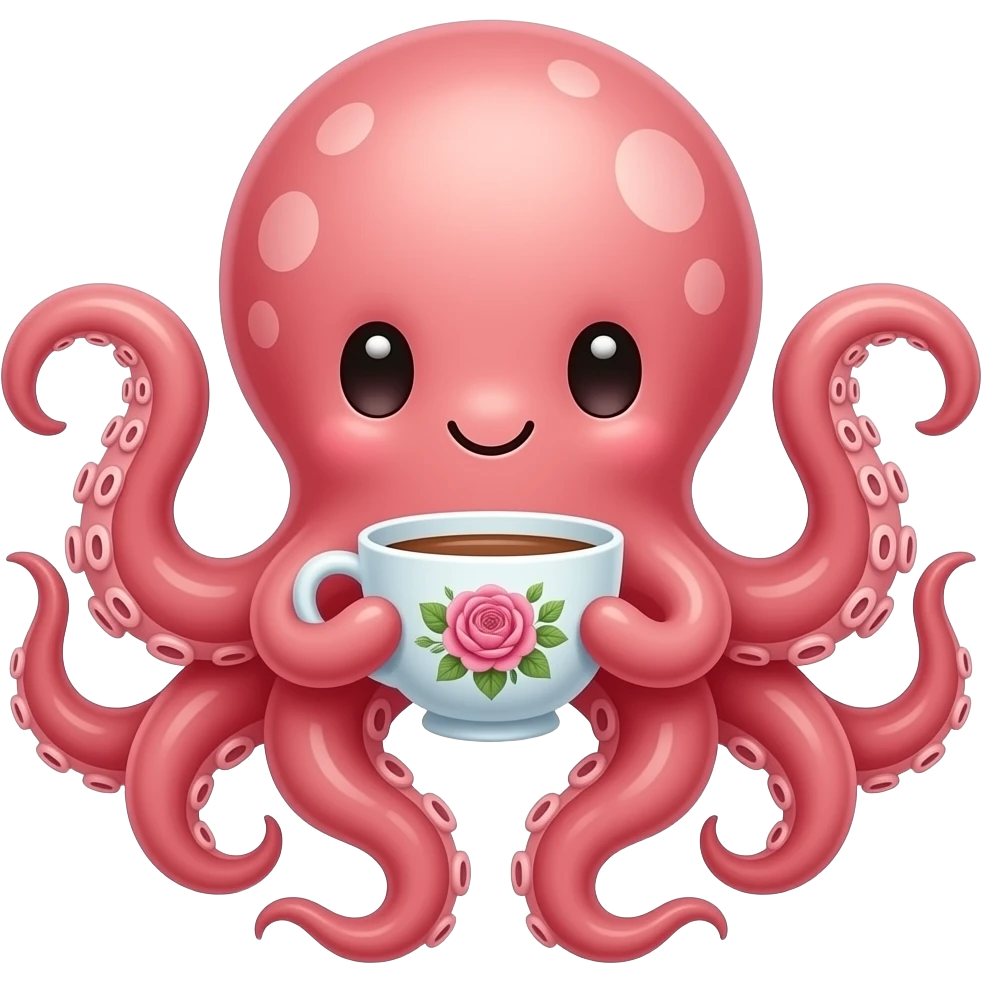 cute Octopus with Teacup emoji
