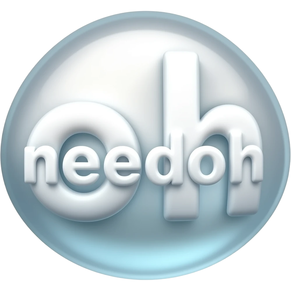 A clear squishy with the letters needoh on it emoji