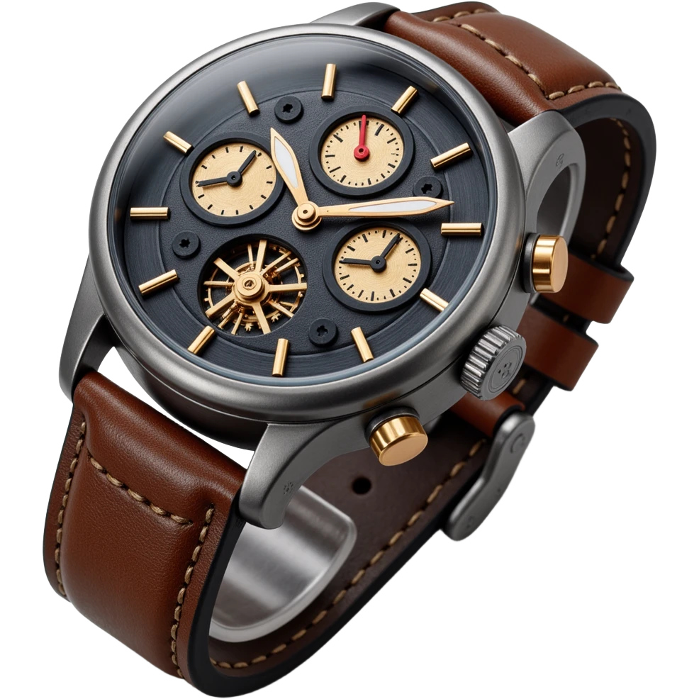an intricate mechanical watch face, skeuomorphism style, detailed, realistic textures emoji