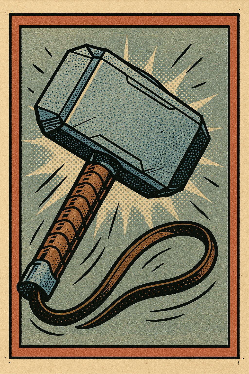 iconic Marvel object, such as Thor's hammer or Captain America's shield, detailed, comic book style emoji