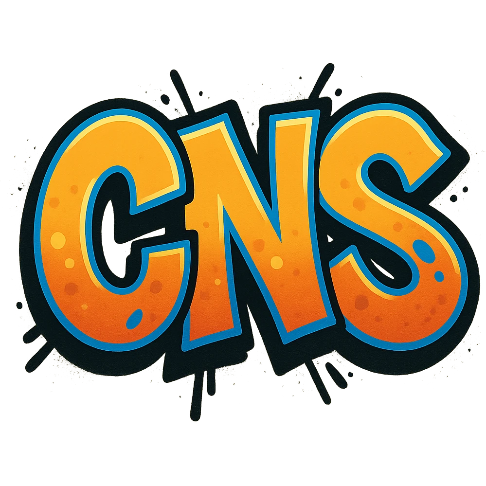 Сделай граффити с надписью "CNS" в стиле emoji iOS без фона emoji