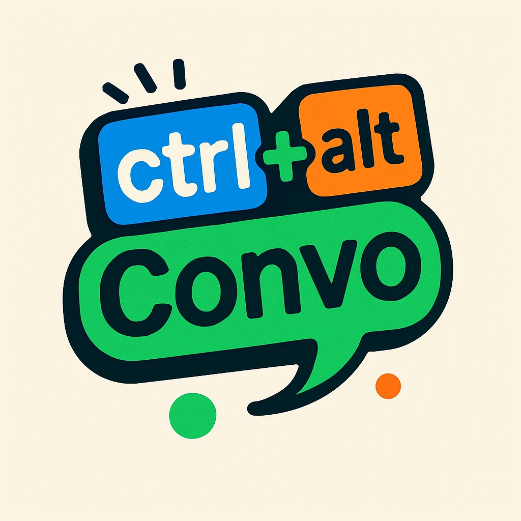 fun logo with the text 'ctrl+alt+Convo', playful and modern style, bold colors, suitable for a chat or tech brand emoji