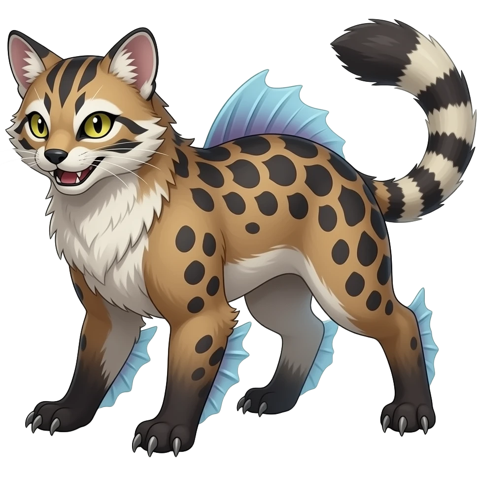 unique-patterned damask spooky ghostly evil finned stylish aesthetic quadrupedal fuzzy fury scaly feral fantasy-Civet-Luxray-Corsola-Amaura-Aurorus-Primarina-Vaporeon-Milotic-Furret-Fakémon-fusion-hybrid-creature emoji
