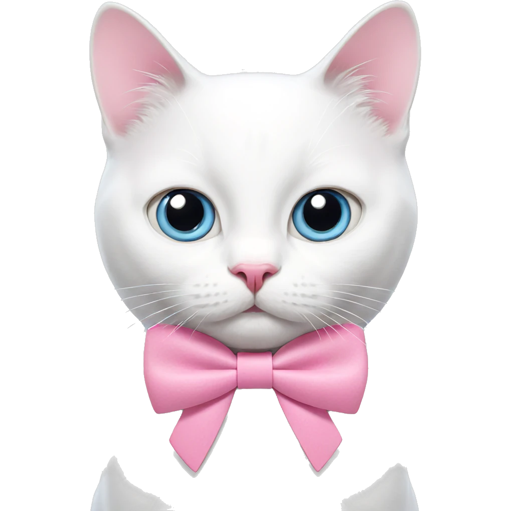 white cat with pink bowtie emoji