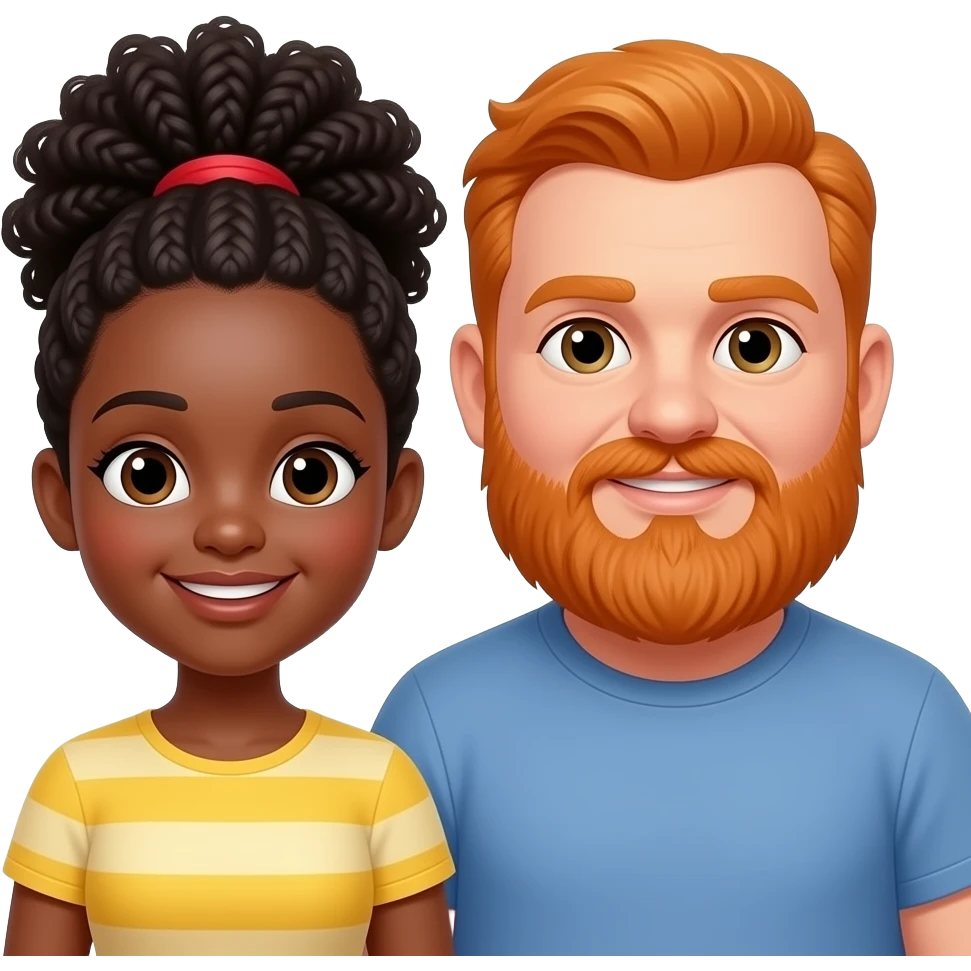 Black girl and orange  chubby head guy with beard  couple emoji