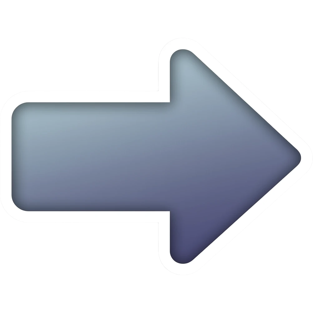 Simple and minimalistic sticker of an arrow, white outline, smooth gradients or solid colours emoji