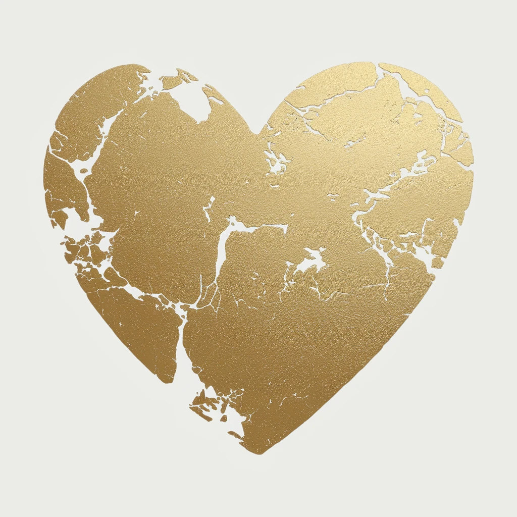 heart with a gold foil texture emoji