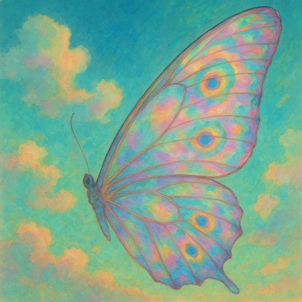 right butterfly wing, ethereal colors emoji
