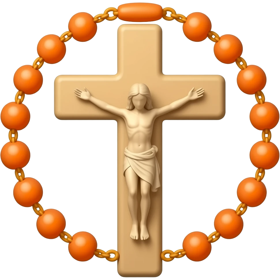Cruz sagrada laranja com rosário laranja emoji