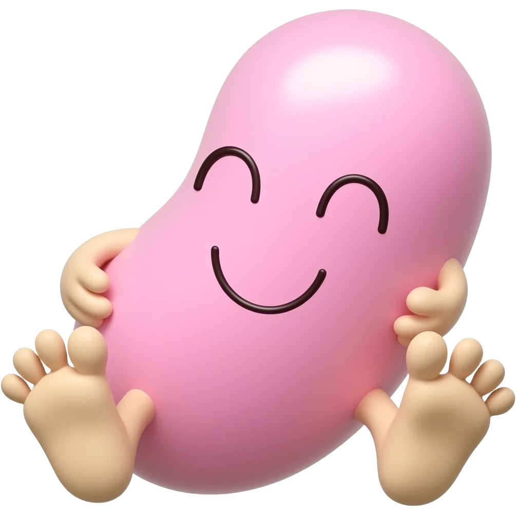 pink happy mama bean with feet emoji
