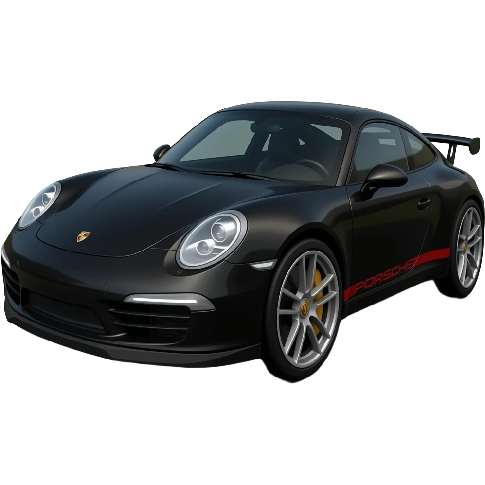 Svart og litt rød Porsche 911 men litt fra siden å mer emojiete ikke så mye til siden emoji
