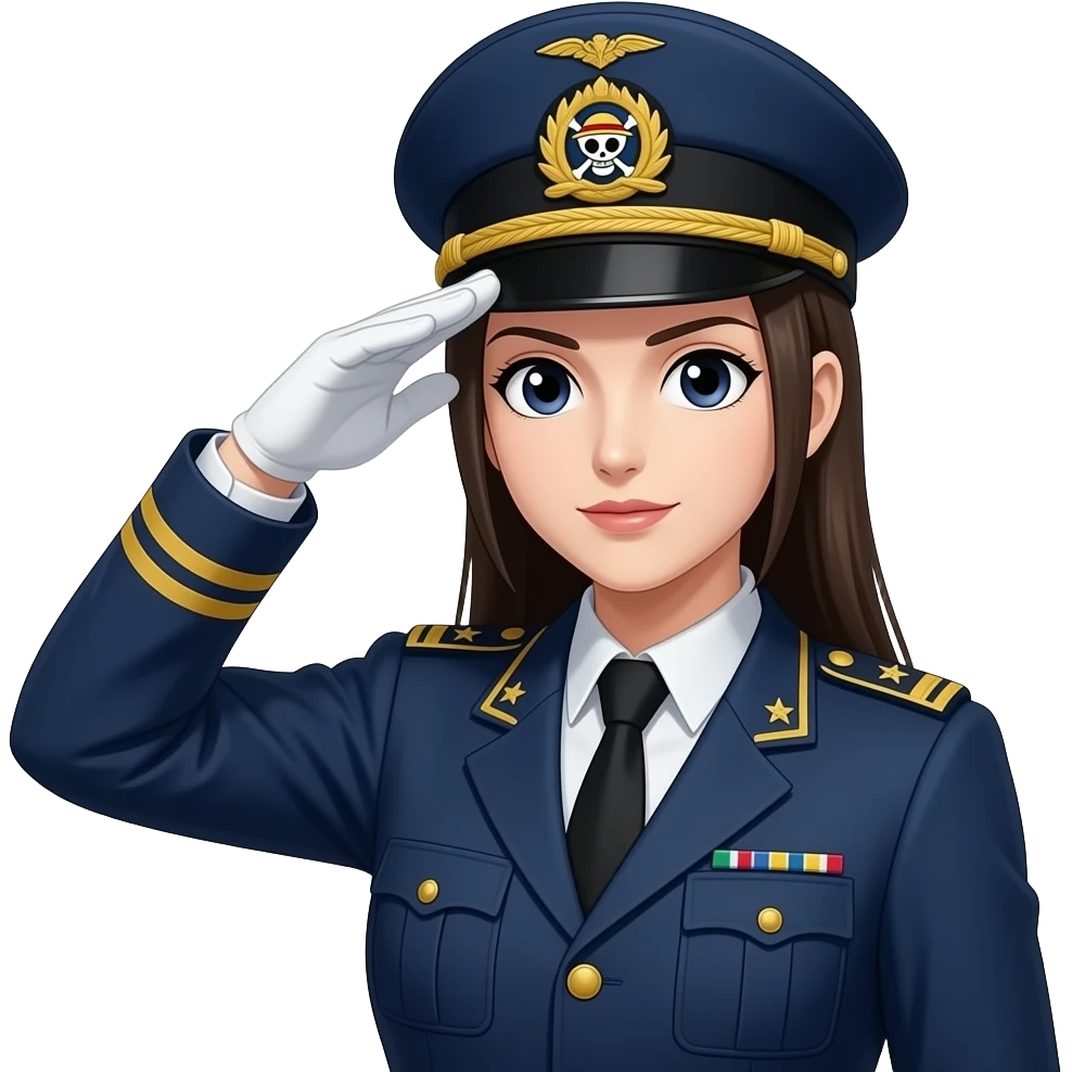 Nico Robin from One piece as female military general salute emoji