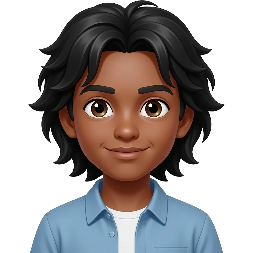 Un chico rockero Moreno de cabello negro y largo. emoji