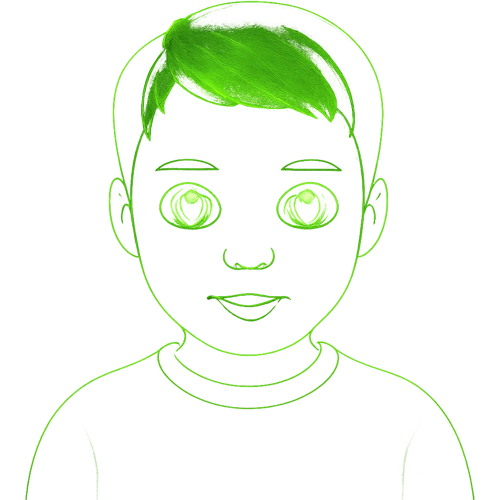 Make the neon green eyes even brighter and more glowing, keep the rest of the emoji unchanged, with no background. The style is a neon green glowing emoji with no background. emoji