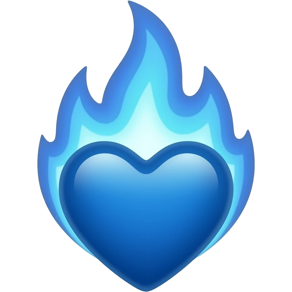 A heart on fire, all blue emoji