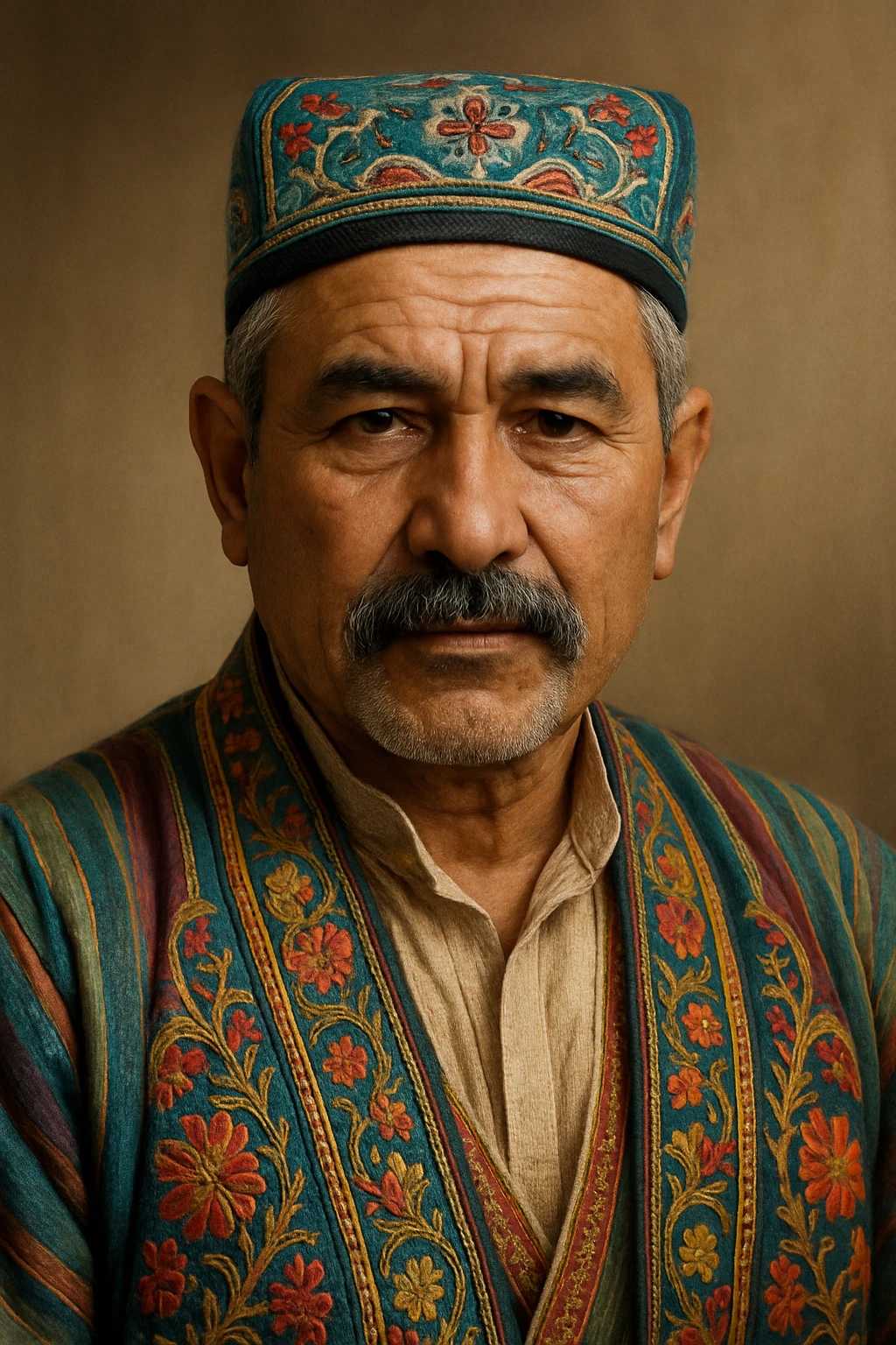 Uzbek man in Uzbek hat emoji