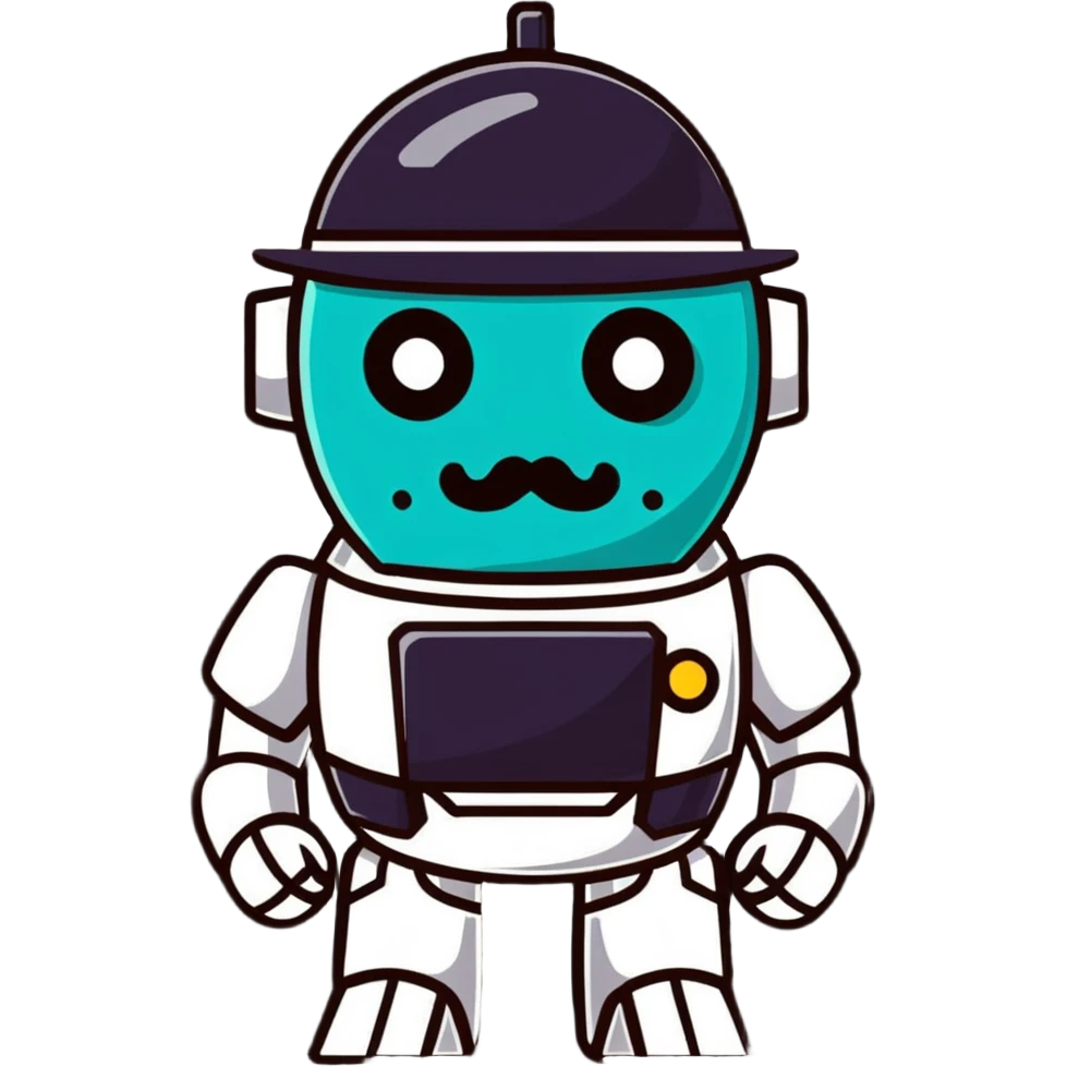 A robot detective with a beard is a nuclear physicist. emoji