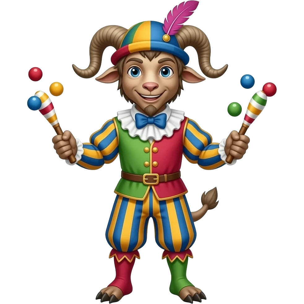 A faun dressed in medieval juggler outfit. Full body emoji