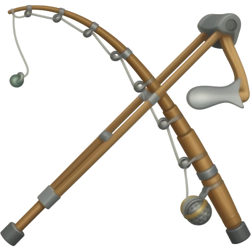 a crutch made it a fishing pole emoji