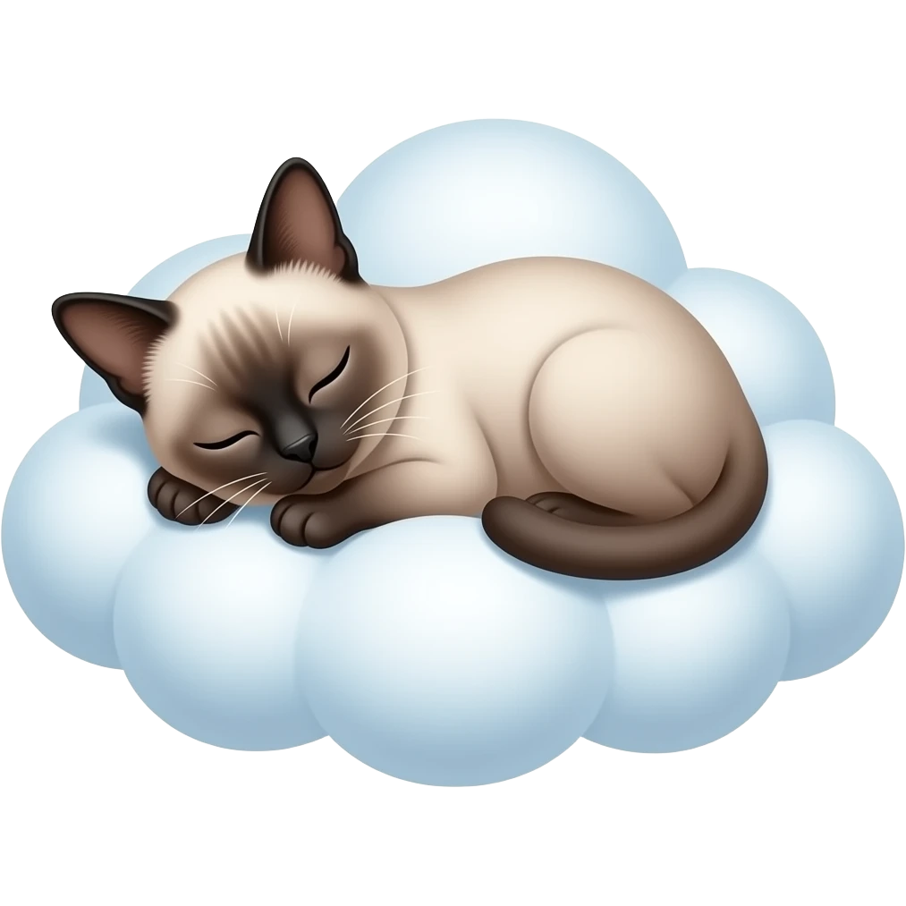 Siamese Cat sleeping on cloud emoji