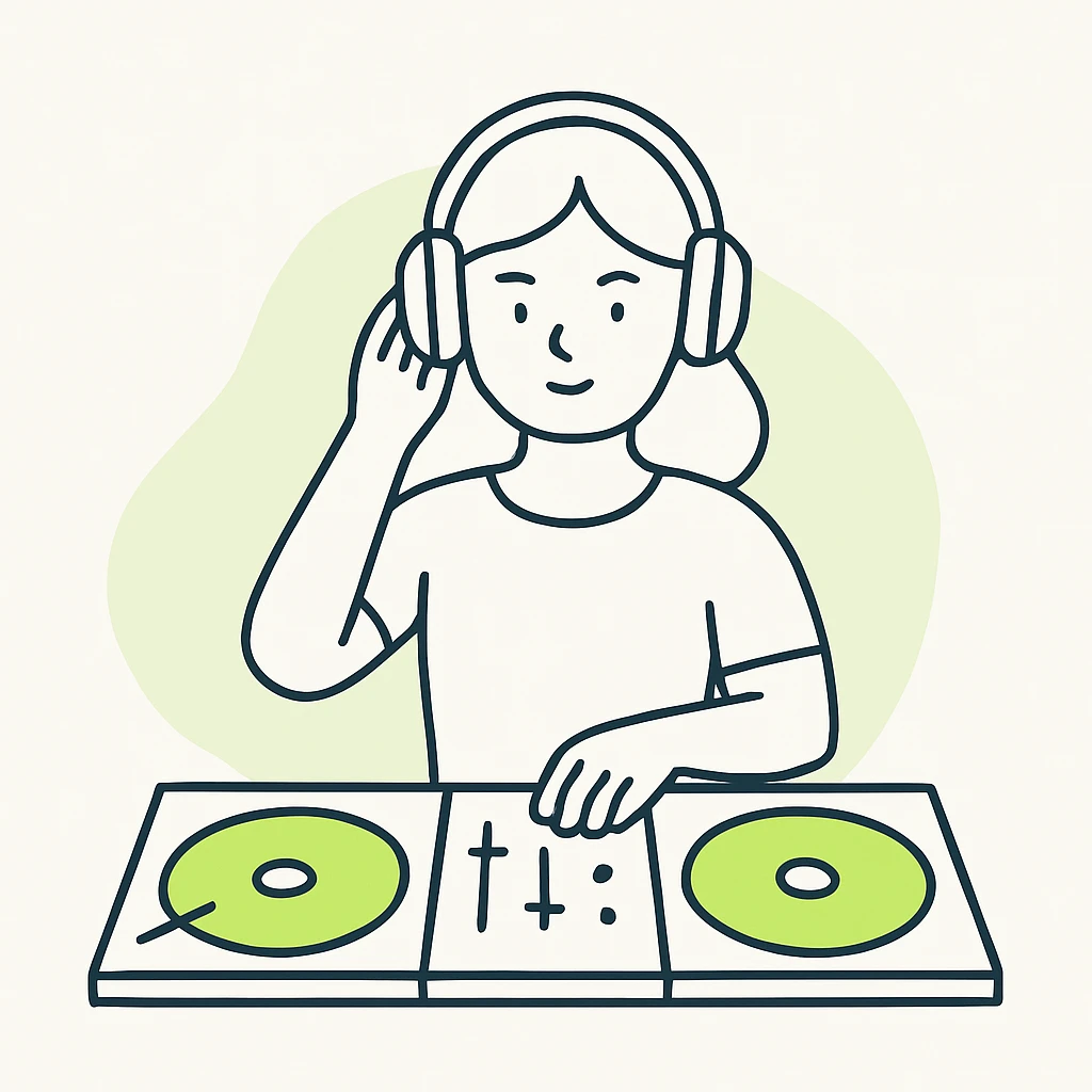 girl playing DJ set emoji