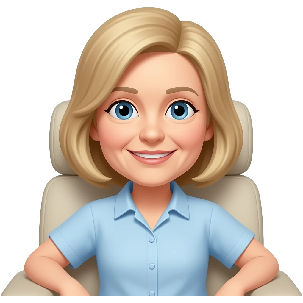 50 year old medium blonde hair woman in recliner emoji