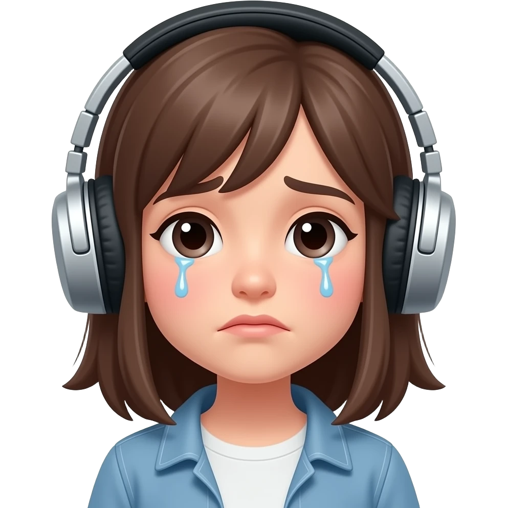 sad girl with headphones emoji