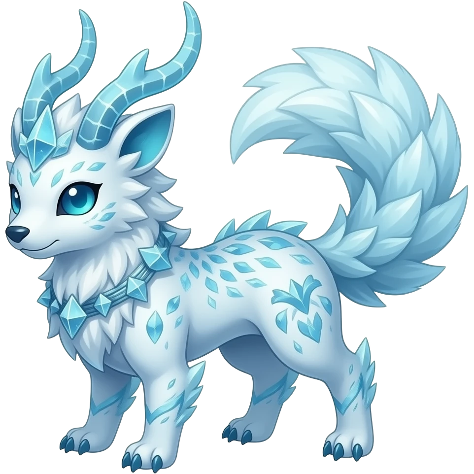 elemental icy floral ethereal glacial Axew-Rufflet-Brionne-Celebi-Pokémon-Fakémon-hybrid-creature emoji