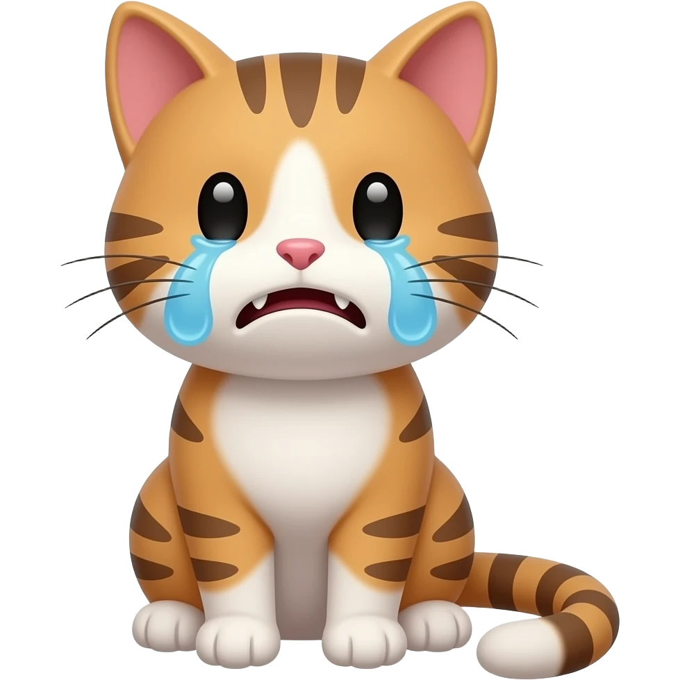Crying cat it's so sad and it also only has three teeth make it so sad emoji
