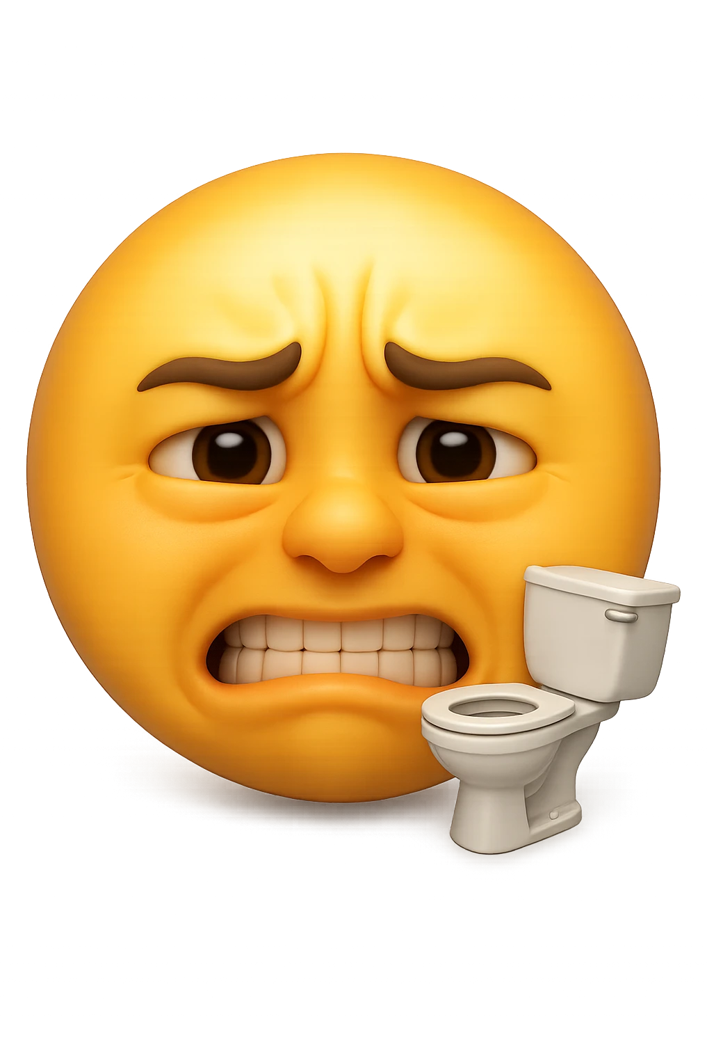 emoji stile iphone che riguarda l'argomento "stipsi/andrò al bagno oggi?", iperrealistico 4k emoji