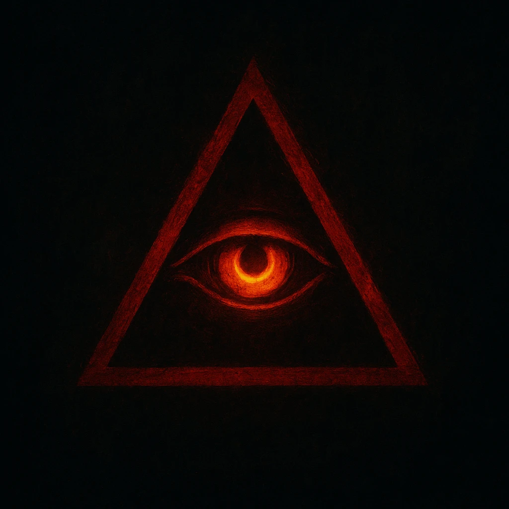 A blood-red triangle with a glowing eye inside, symbol of FOE emoji