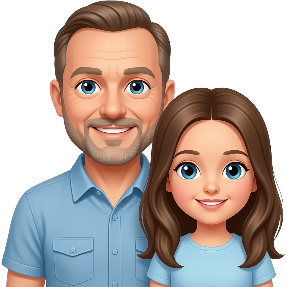 Uomo calvo  con figlia capelli lunghi emoji