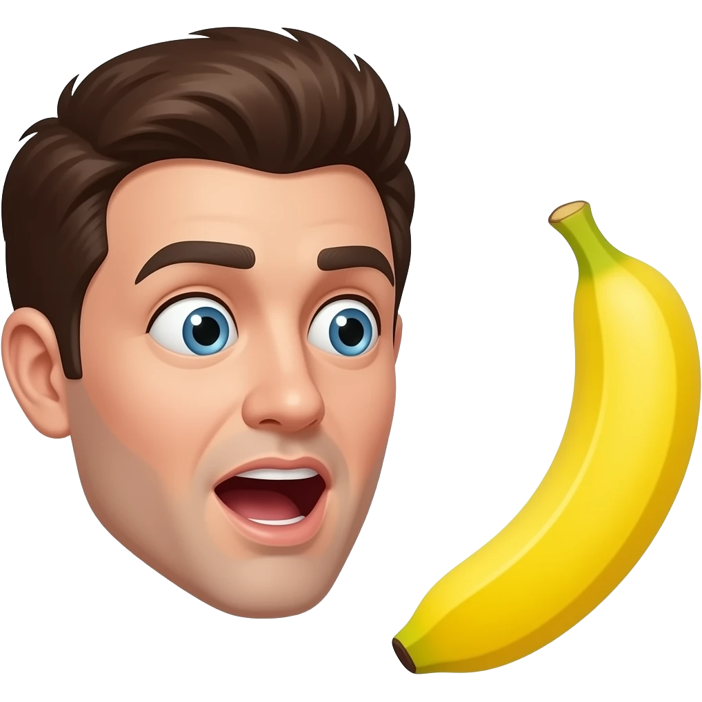 A man  really shocked at a banana(only the head) emoji