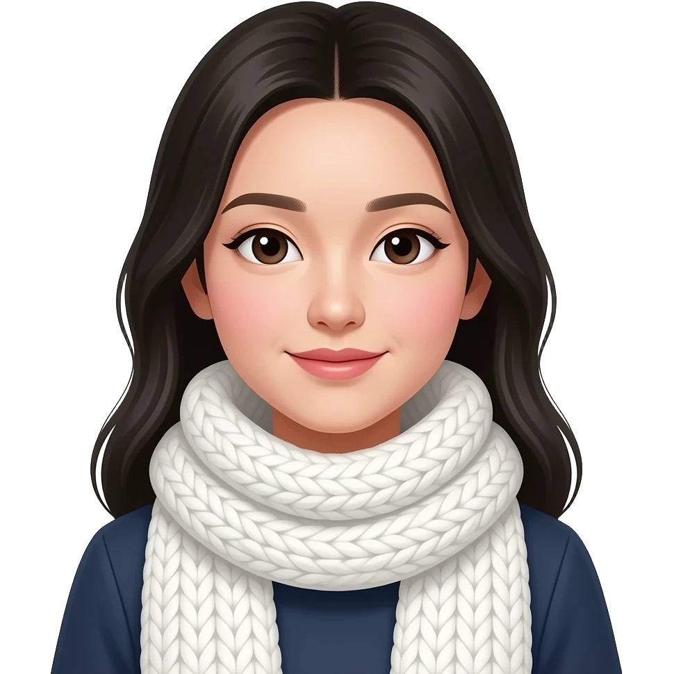 chinese woman with big white  knit scarves emoji