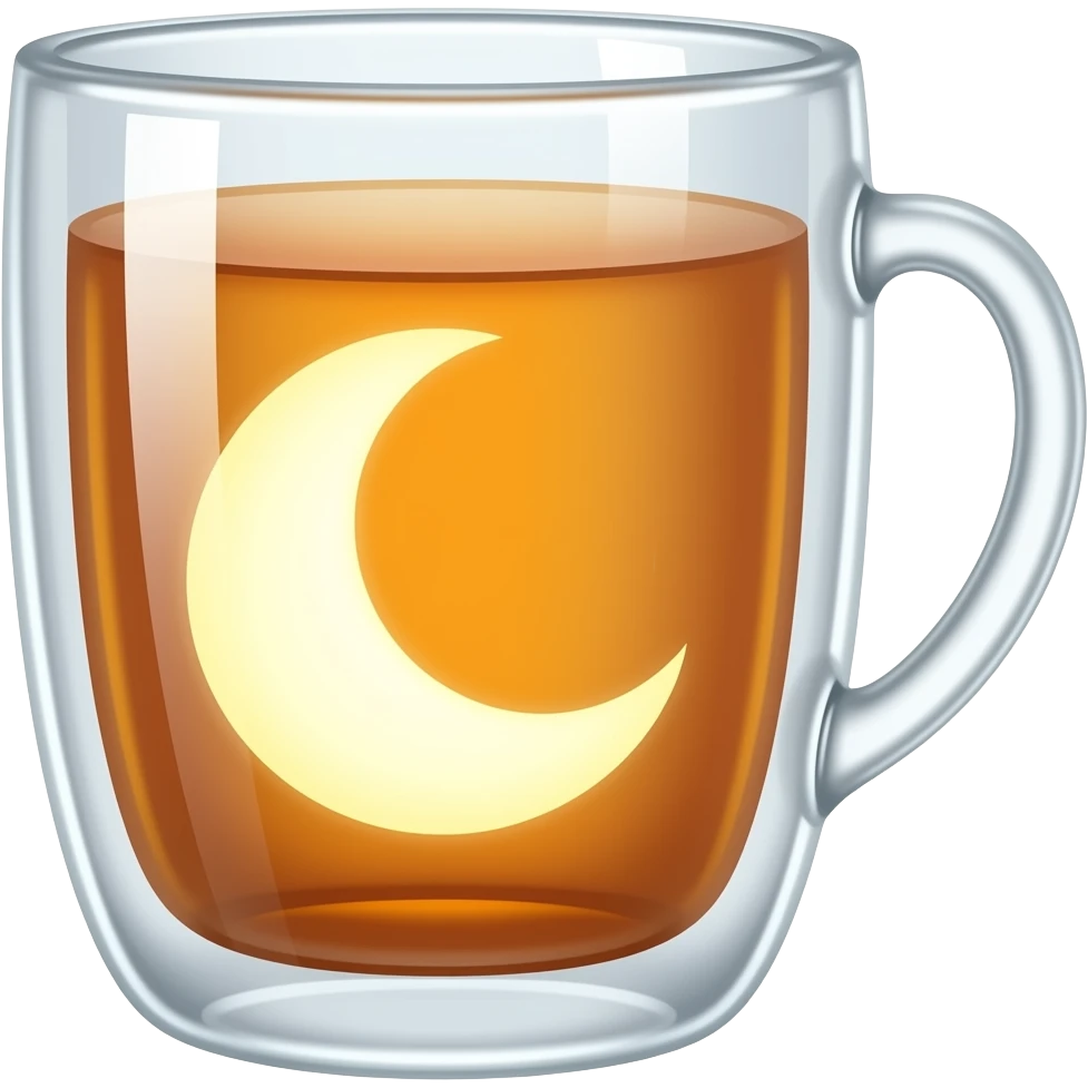 A cup of tea with a moon in the tea emoji