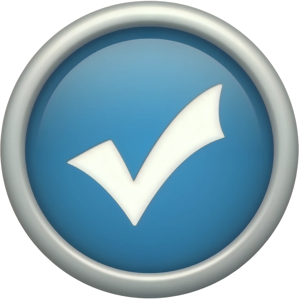 Yuvarlak içi mavi içinde beyaz tik olan emoji