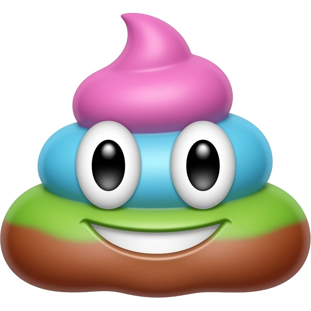 Poopoo head PINK BLUE GREEN RED emoji