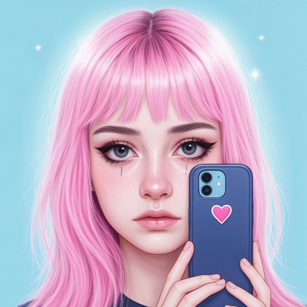 pastel emo profile picture with a heart accent, cute, expressive, minimal, variation 3 emoji