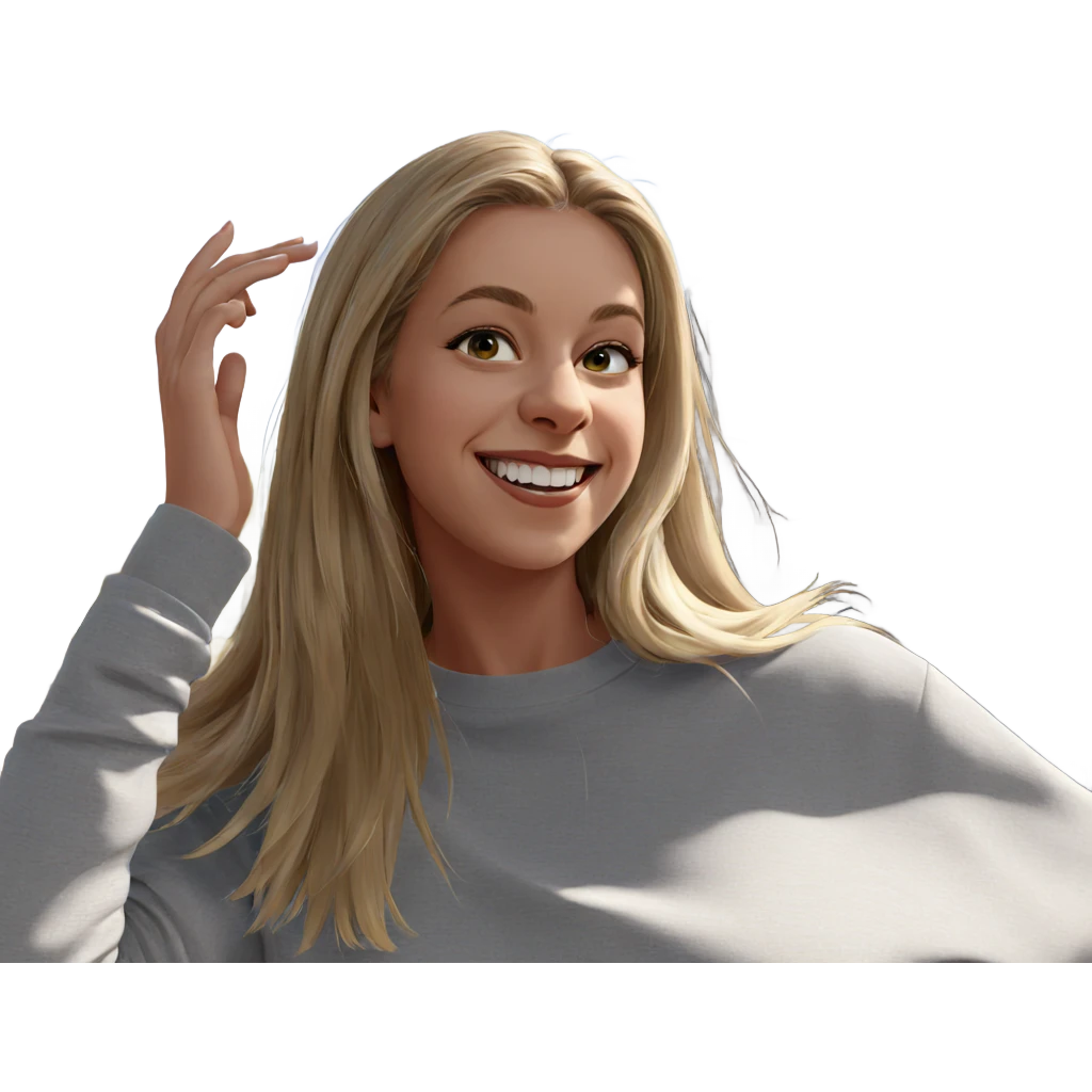 blonde girl smiling outdoors emoji