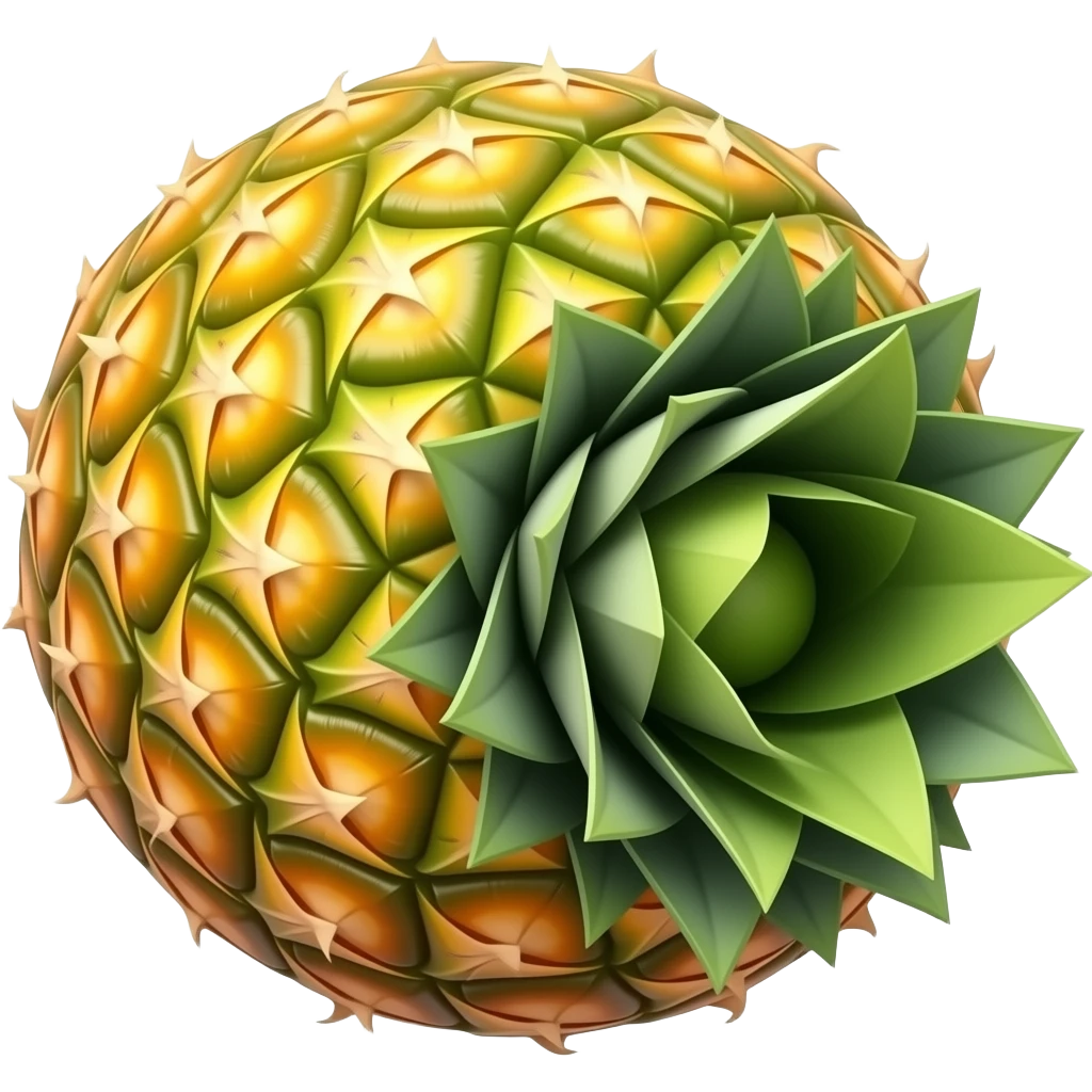 A pineapple flipped 180 degrees clockwise around the x axis emoji