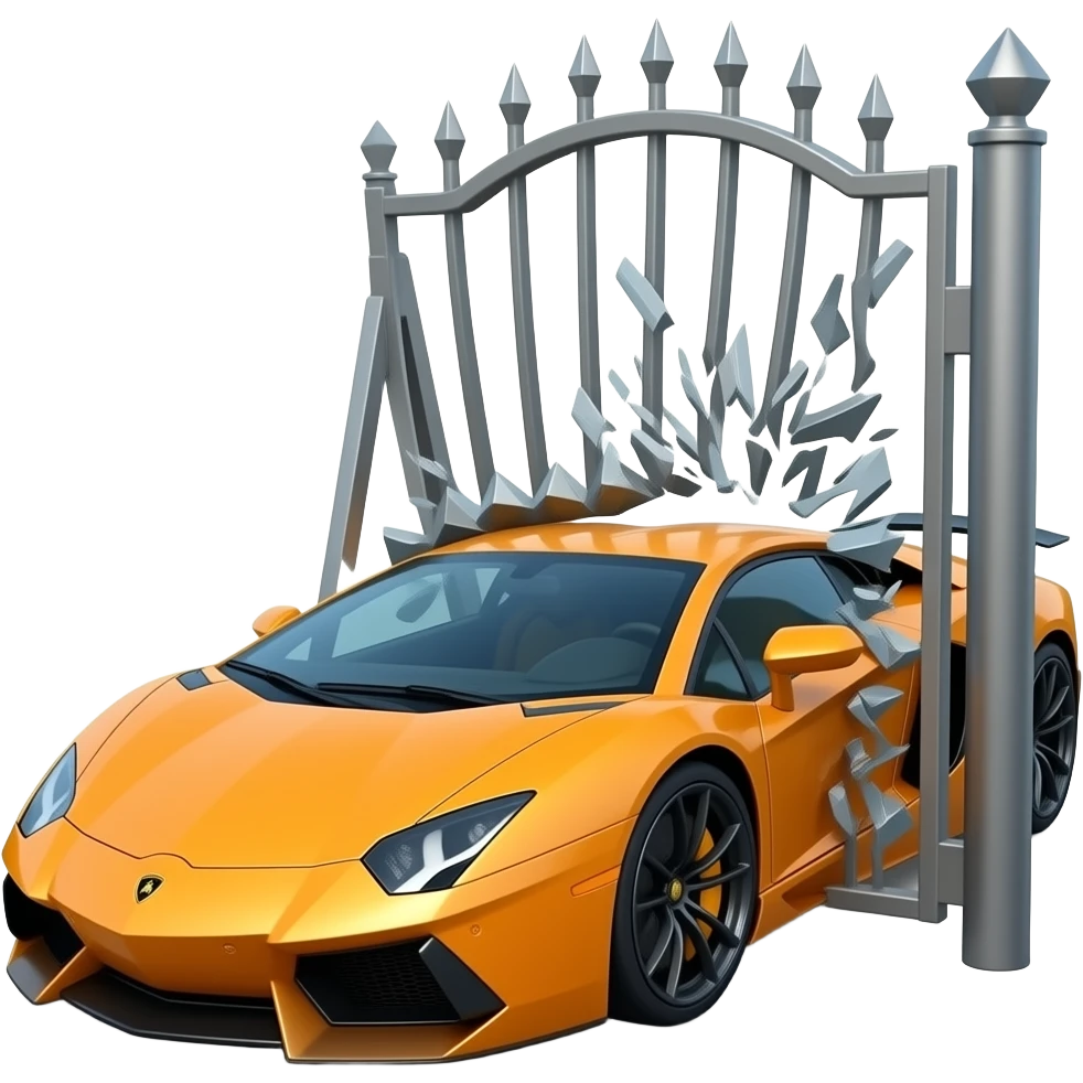A Lamborghini crashing into a lowering emoji