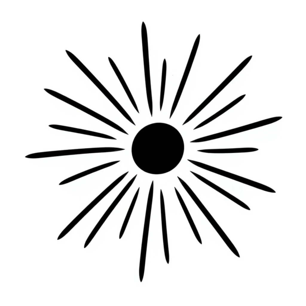 Macedonian sun symbol, hand-drawn doodle style emoji