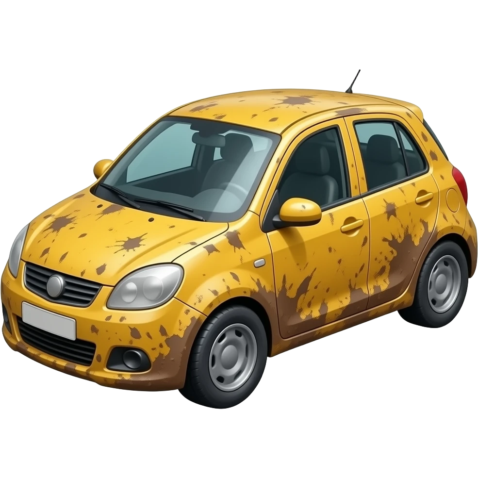realistic Dirty toy yellow car emoji