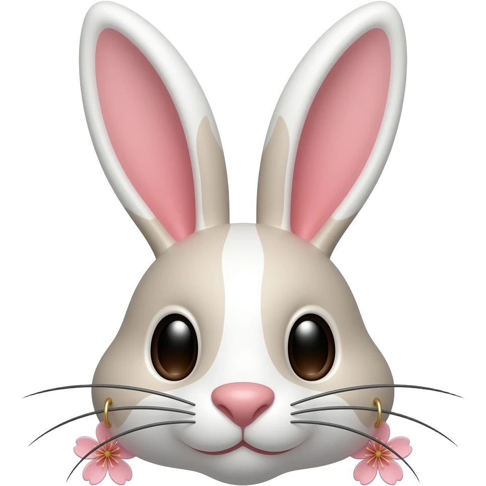 토끼가 벚꽃 귀에 꽂고 나들이 가는데 토끼 얼굴만 emoji
