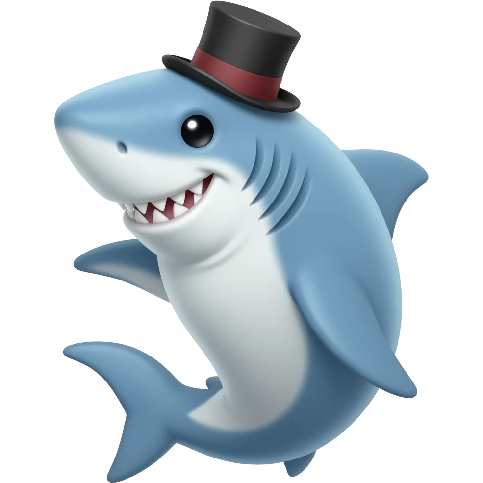 Shark with a top hat emoji