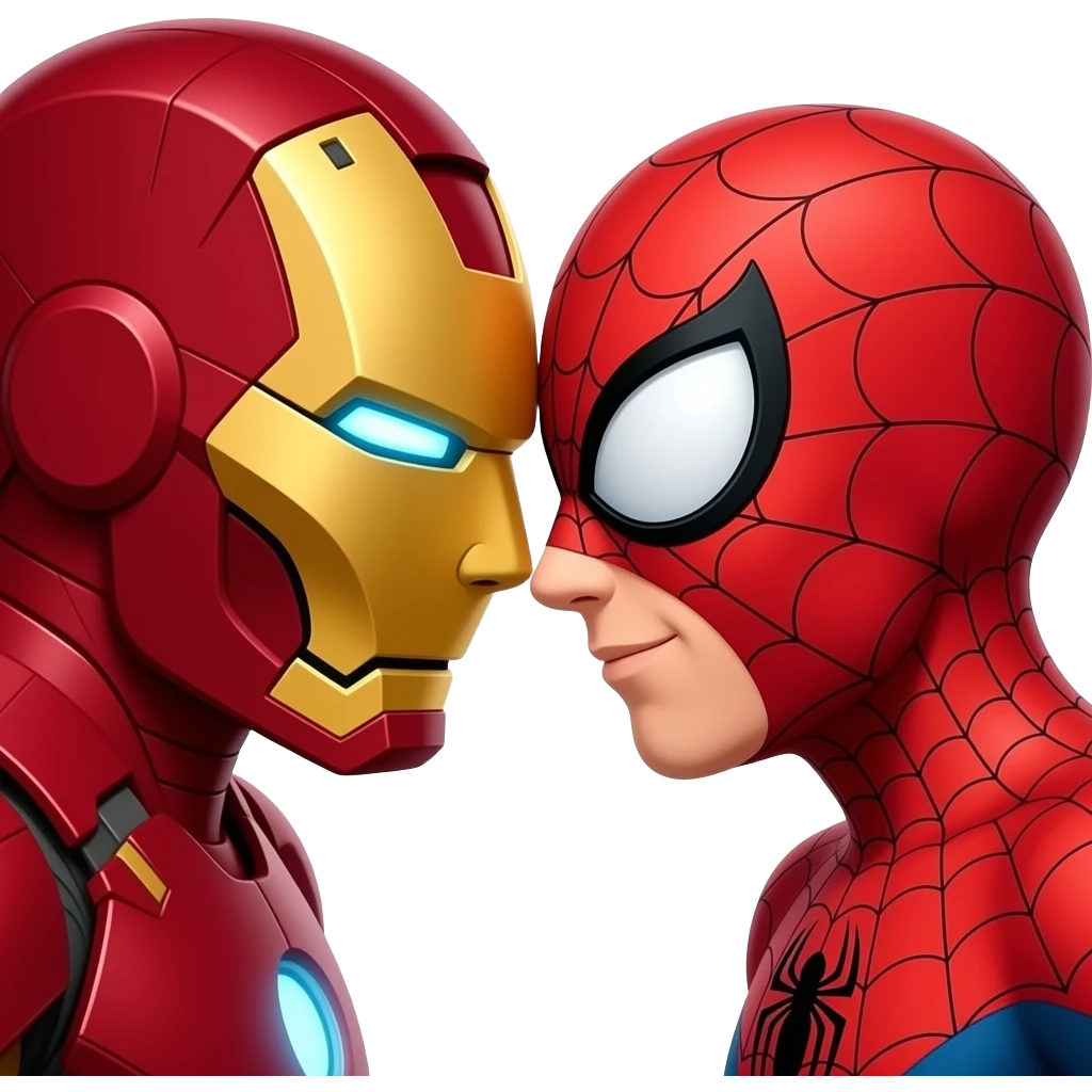 homen de ferro e mulher aranha love rosto emoji