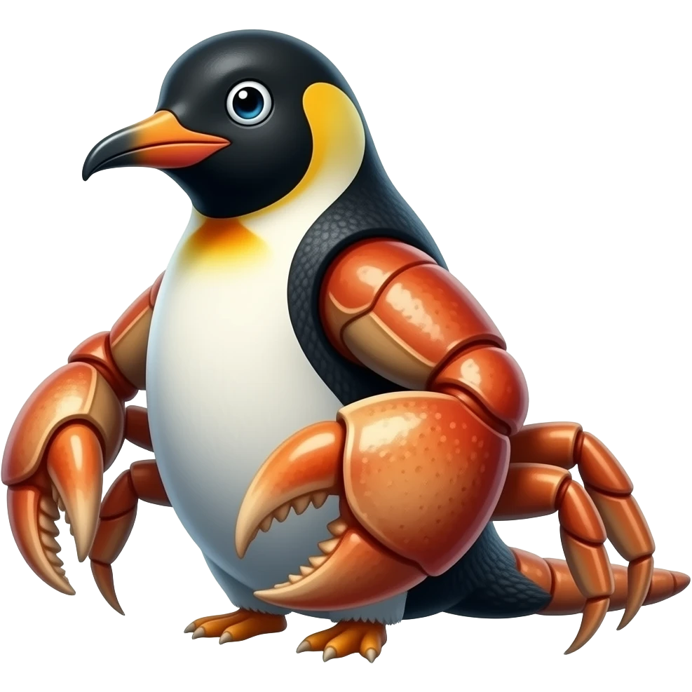 🦀 🐧 and armadillo mixed together (penguin head,armadillo body and tail,and crab legs and claws) emoji