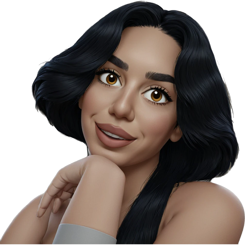 smiling girl with black hair emoji